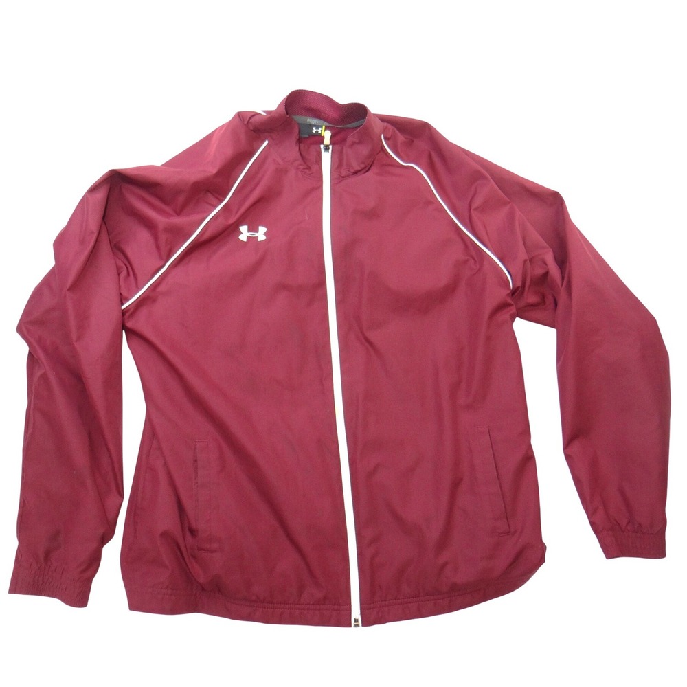 Under Armour‎ Mens XL Maroon Full Zip Track Jacket Mesh Lined Burgundy Mock Neck
